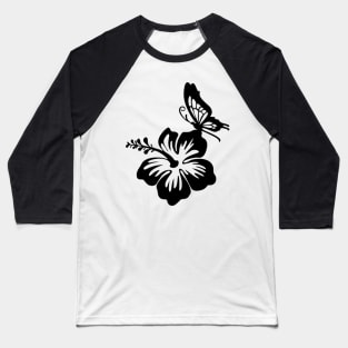 butterfly flower mode black Baseball T-Shirt